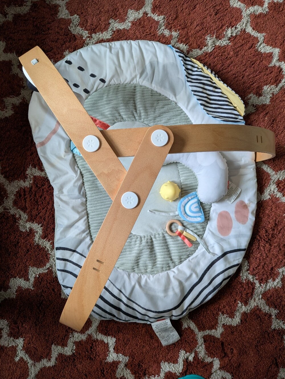 SkipHop Wooden Baby Play Gym with Cream & Light Gray Mat Montessori